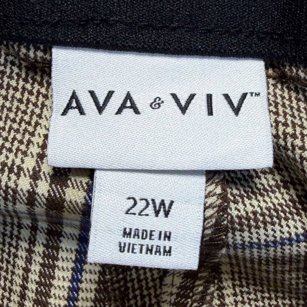 Ava & Viv Dress Pants Womens 22W Brown Plaid Tapered Ankle Stretch Workwear - Picture 8 of 11